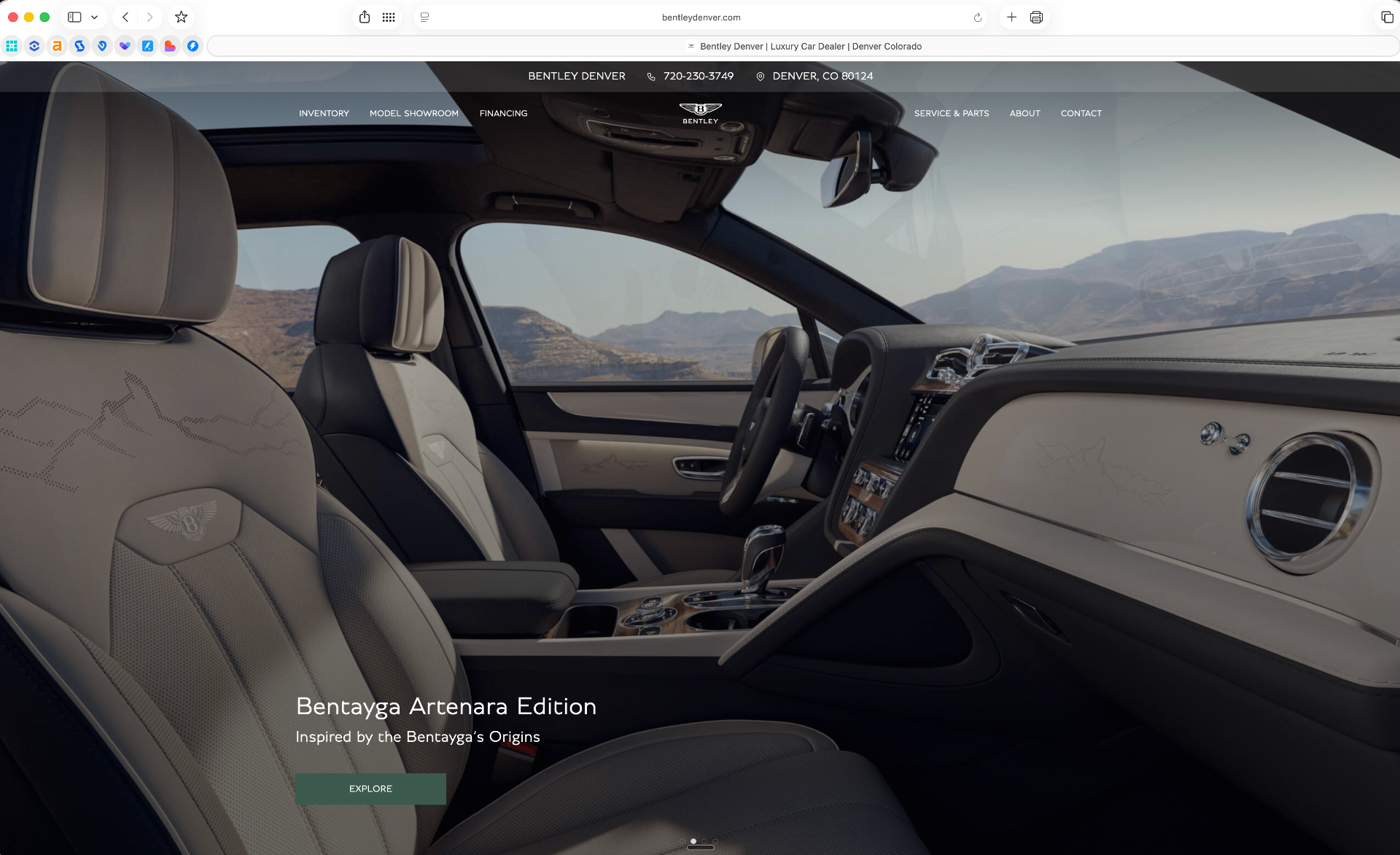 bentley-denver website screenshot
