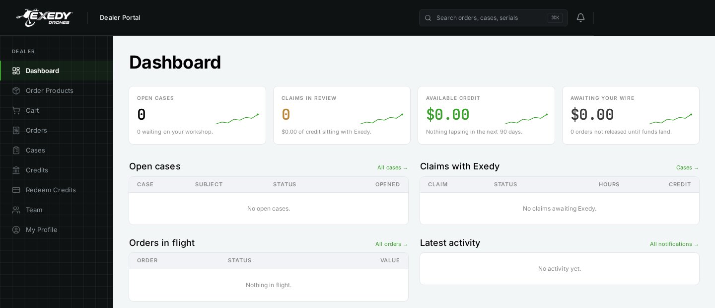 Exedy Dealer Hub dealer dashboard